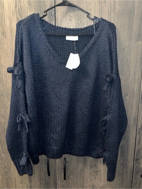 Hollister Sweaters - Hollister Navy V-Neck Sweater with Sleeve Ties